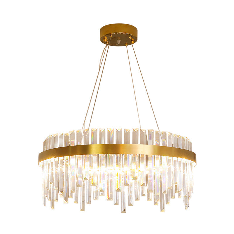 Modern Gold Led Hanging Ceiling Light With Crystal Rod Chandelier - 16/19.5 Wide