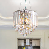 Contemporary Crystal Rod Chandelier Pendant Light With 6 Heads