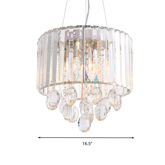 Contemporary Crystal Rod Chandelier Pendant Light With 6 Heads