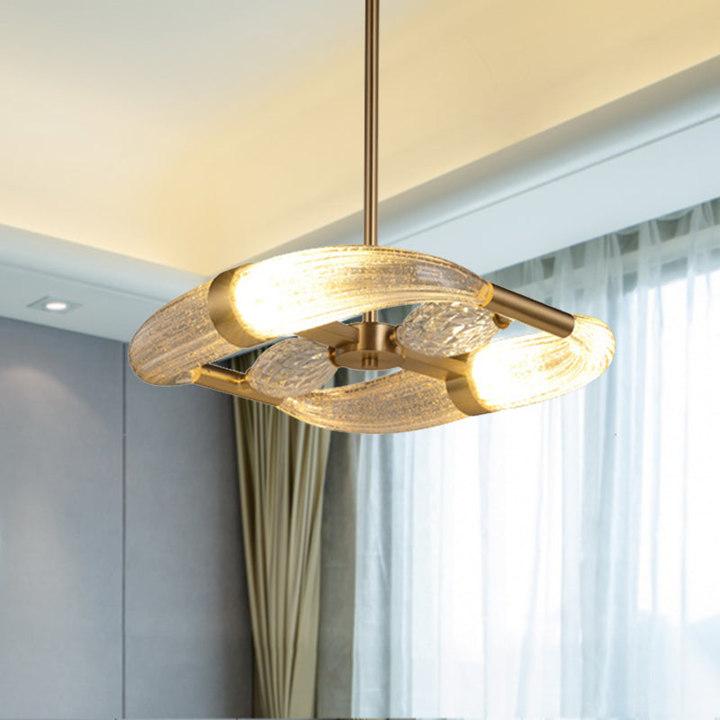 Gold Crystal Chandelier: Postmodern Led Hanging Light For Living Room
