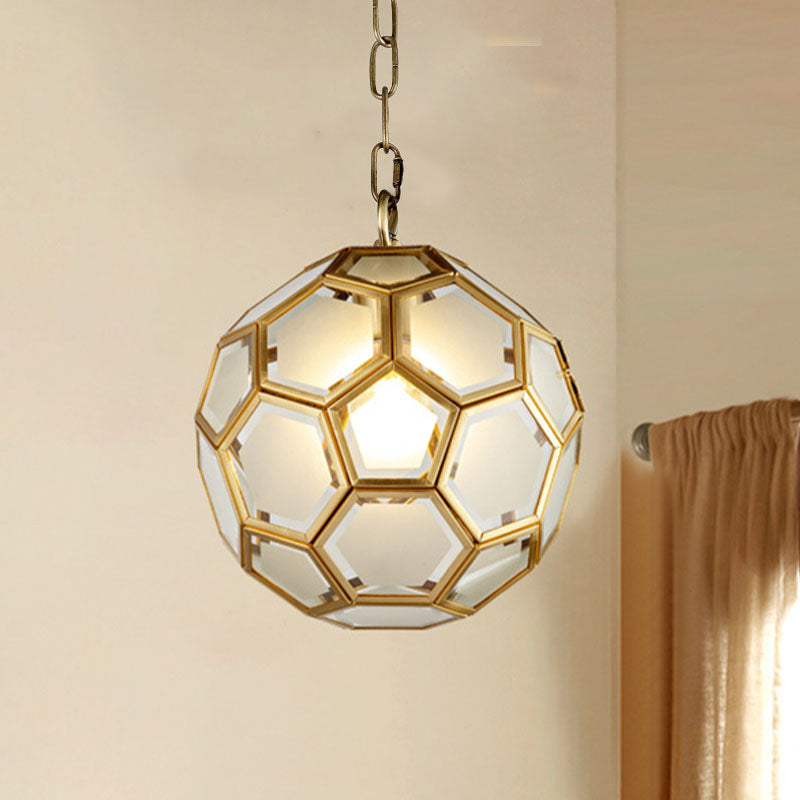 Colonial White Glass Ball Pendant Ceiling Lamp For Bedroom