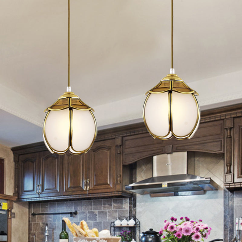 Scalloped Drop Lamp - Colonial Style Ceiling Light For Living Room Brass