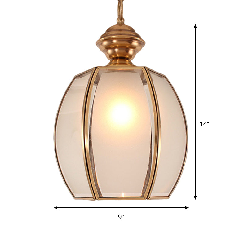 Traditional Hanging Pendant Lamp - White Glass Lantern With Restaurant Suspension