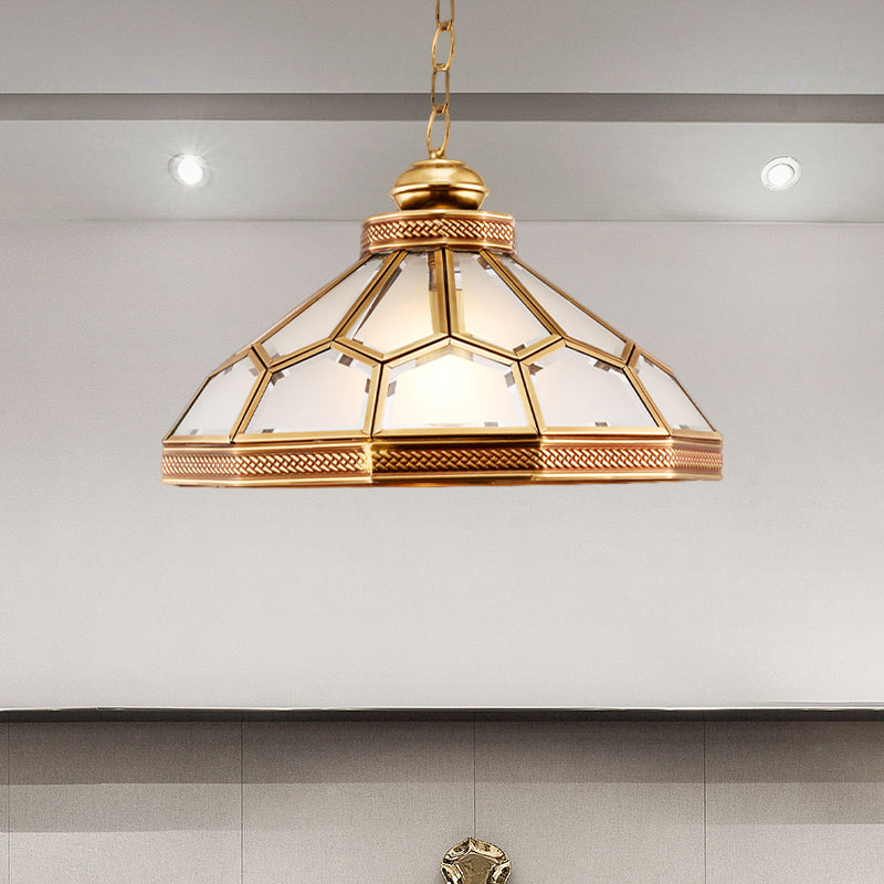 Traditional Bowl Pendant Light - Frosted White Glass In Gold Perfect For Living Room