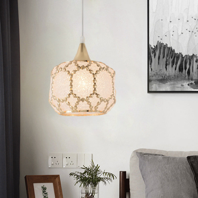 White Hanging Pendant Lamp For Dining Room - Traditional Plastic Dome/Drum/Wide Flare Suspension 1