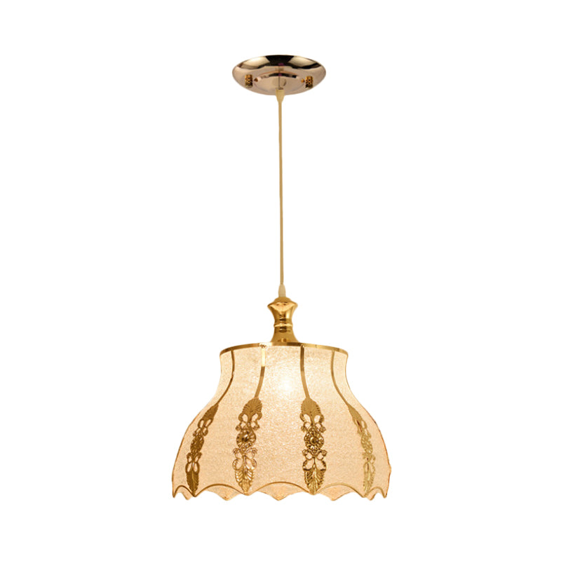 Gold Plastic Pendant Lighting Fixture - Traditional Hanging Ceiling Light (Triangle/Flower/Wide