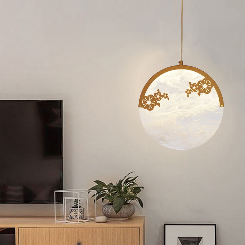 Golden Acrylic Hanging Pendant: Classic 1-Light Suspension For Living Room