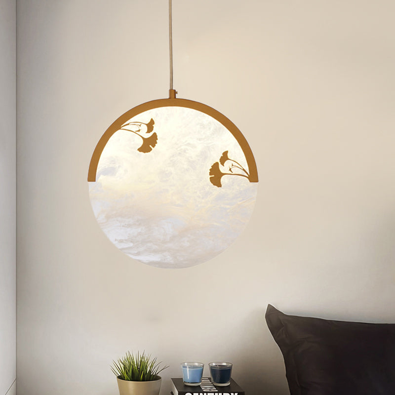 Golden Acrylic Hanging Pendant: Classic 1-Light Suspension For Living Room Gold / Leaf