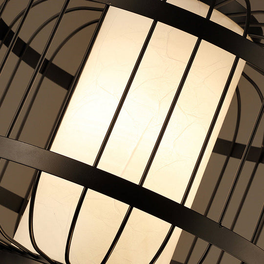 Black Fabric Cage Pendant Light - Ideal For Restaurants