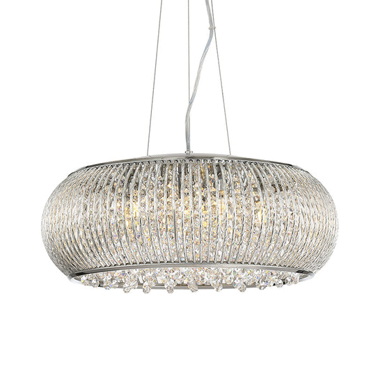 Modern Chrome Chandelier With Crystal Beaded Pendant Dining Room Suspension Light