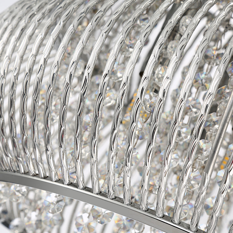8 Head Crystal Pendant Chandelier - Modern Chrome Suspension Light for Dining Room