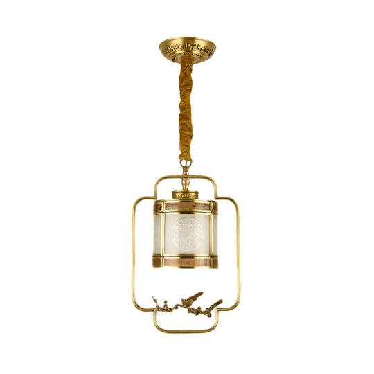 Classic Brass Pendant Light With Metal Cylinder Shade For Corridor - Complete Hanging Lamp Kit