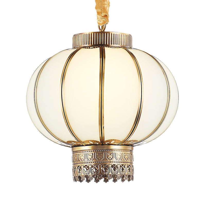 Traditional Style Hanging Lamp Kit - Red/White Glass Pendant Lighting Fixture Kerosene 10/14/16 Wide