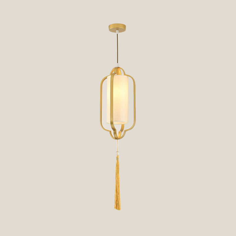 Black/Brass Caged Metal Ceiling Lamp - 1 Light Suspended Pendant For Traditional Bedrooms Brass