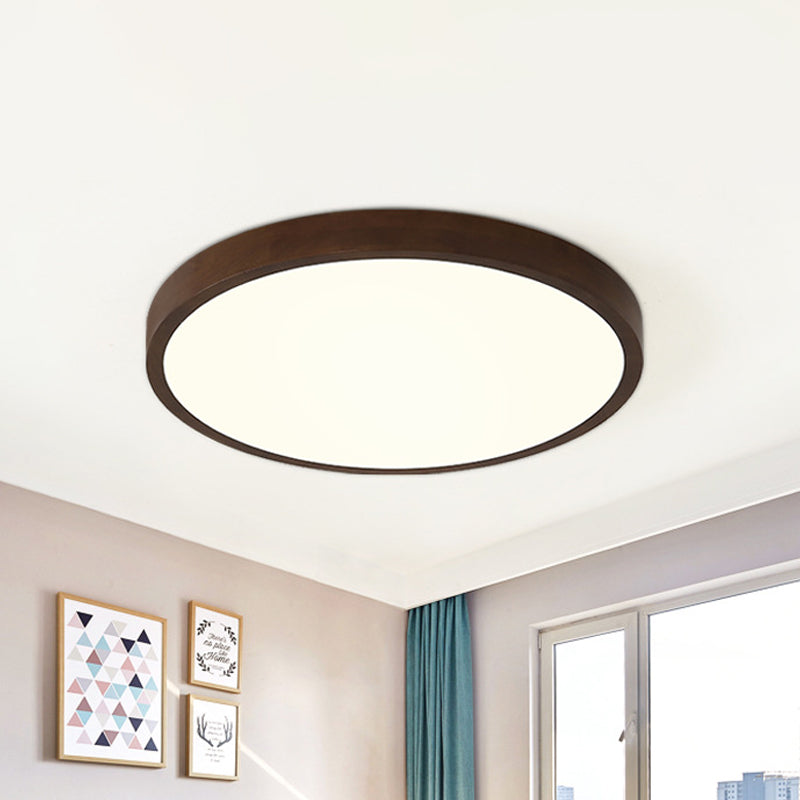 Wooden Wonder: Nordic Round Flush Ceiling Light in Warm/White/Natural Light with LED Technology - Available in 12"/16"/19.5" Widths