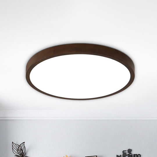 Wooden Wonder: Nordic Round Flush Ceiling Light In Warm/White/Natural With Led Technology -