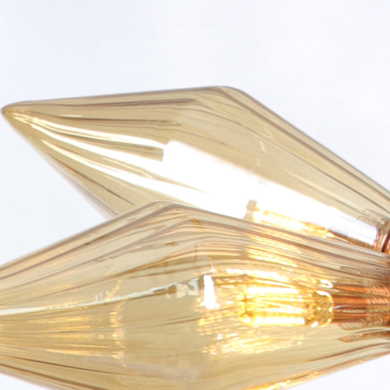 Modernist Amber Glass Diamond Chandelier With 9/12 Rose Gold Pendant Lights For Living Room Ceiling