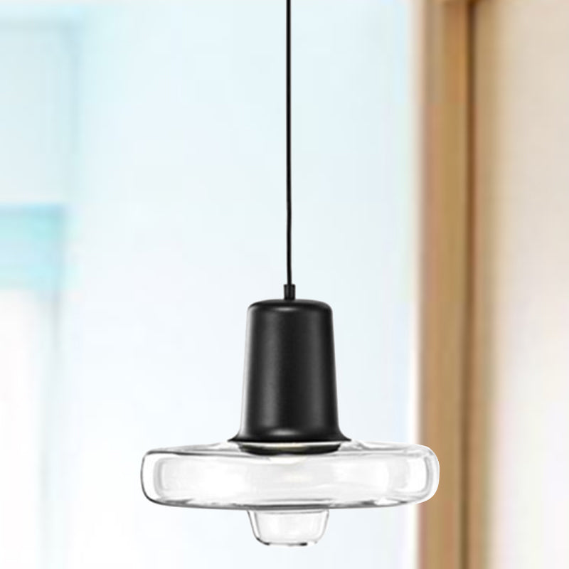 Contemporary Clear Glass Pendant Light With Black/Champagne/Rose Gold Suspension - 8/10.5/13 Wide