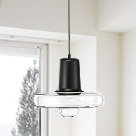 Contemporary Clear Glass Gyro Pendant Light - Black/Champagne/Rose Gold, 1 Light - 8"/10.5"/13" Wide