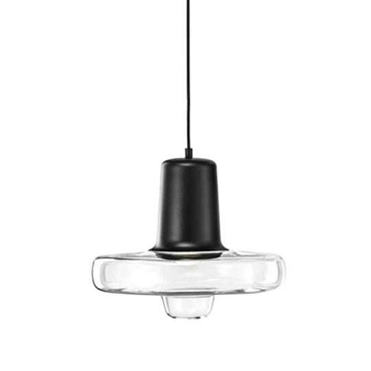 Contemporary Clear Glass Pendant Light With Black/Champagne/Rose Gold Suspension - 8/10.5/13 Wide