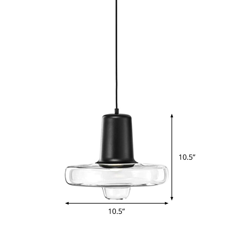 Contemporary Clear Glass Gyro Pendant Light - Black/Champagne/Rose Gold, 1 Light - 8"/10.5"/13" Wide