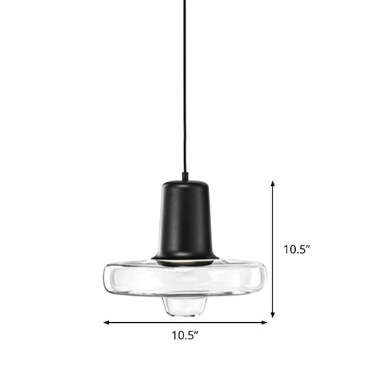 Contemporary Clear Glass Pendant Light With Black/Champagne/Rose Gold Suspension - 8/10.5/13 Wide