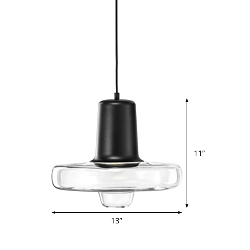 Contemporary Clear Glass Gyro Pendant Light - Black/Champagne/Rose Gold, 1 Light - 8"/10.5"/13" Wide