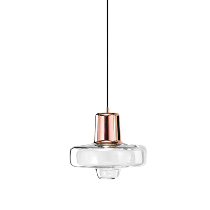 Contemporary Clear Glass Gyro Pendant Light - Black/Champagne/Rose Gold, 1 Light - 8"/10.5"/13" Wide