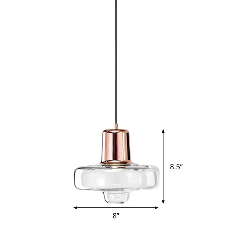 Contemporary Clear Glass Gyro Pendant Light - Black/Champagne/Rose Gold, 1 Light - 8"/10.5"/13" Wide