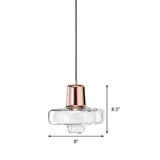 Contemporary Clear Glass Gyro Pendant Light - Black/Champagne/Rose Gold, 1 Light - 8"/10.5"/13" Wide