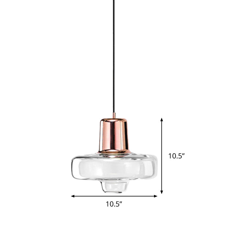 Contemporary Clear Glass Gyro Pendant Light - Black/Champagne/Rose Gold, 1 Light - 8"/10.5"/13" Wide