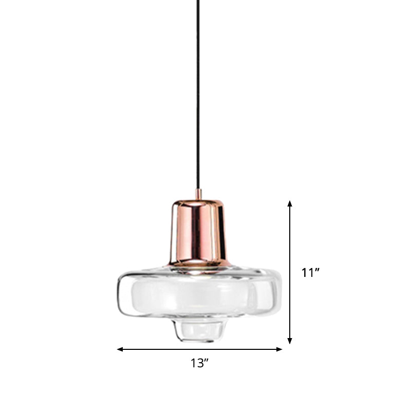 Contemporary Clear Glass Gyro Pendant Light - Black/Champagne/Rose Gold, 1 Light - 8"/10.5"/13" Wide