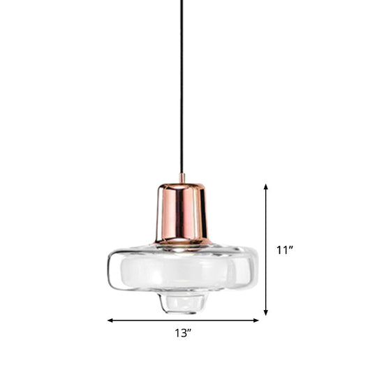 Contemporary Clear Glass Pendant Light With Black/Champagne/Rose Gold Suspension - 8/10.5/13 Wide