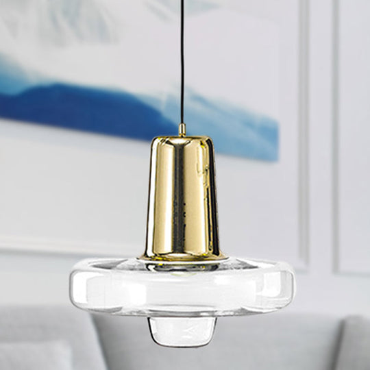 Contemporary Clear Glass Gyro Pendant Light - Black/Champagne/Rose Gold, 1 Light - 8"/10.5"/13" Wide