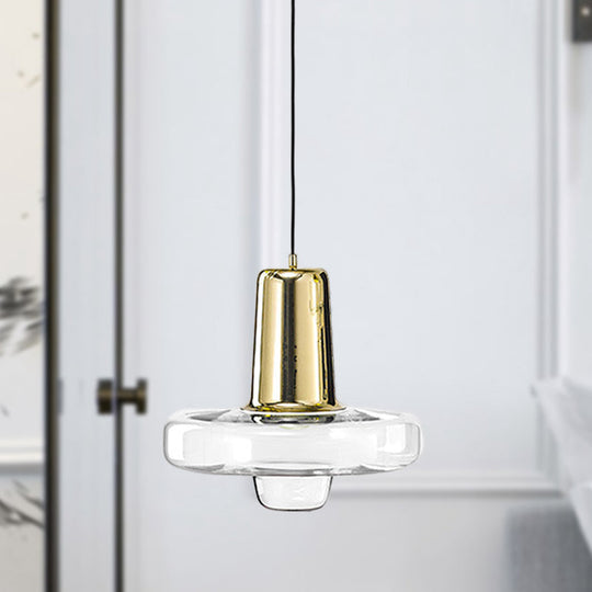 Contemporary Clear Glass Gyro Pendant Light - Black/Champagne/Rose Gold, 1 Light - 8"/10.5"/13" Wide