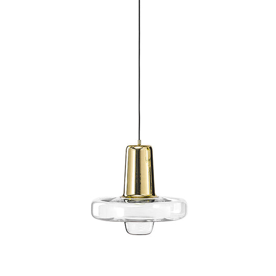 Contemporary Clear Glass Gyro Pendant Light - Black/Champagne/Rose Gold, 1 Light - 8"/10.5"/13" Wide