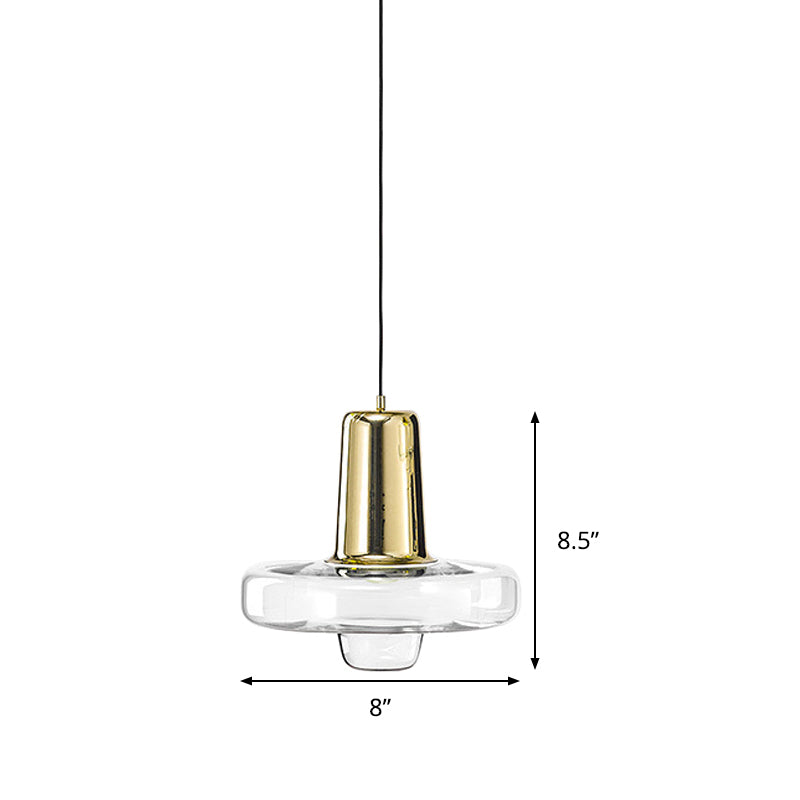 Contemporary Clear Glass Pendant Light With Black/Champagne/Rose Gold Suspension - 8/10.5/13 Wide