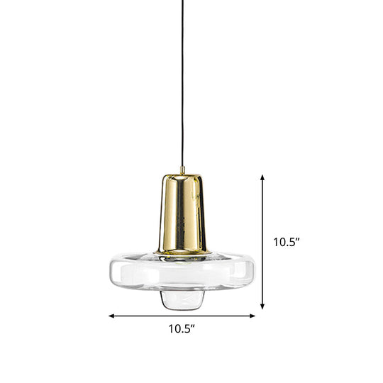 Contemporary Clear Glass Gyro Pendant Light - Black/Champagne/Rose Gold, 1 Light - 8"/10.5"/13" Wide