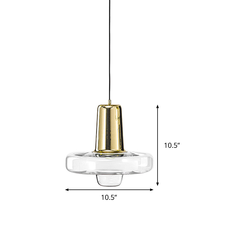 Contemporary Clear Glass Pendant Light With Black/Champagne/Rose Gold Suspension - 8/10.5/13 Wide