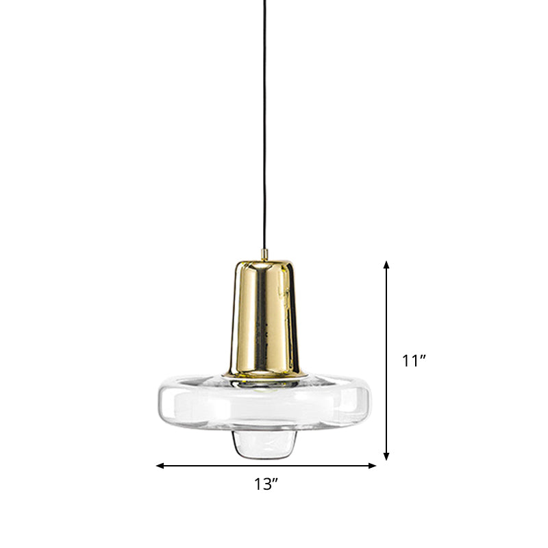 Contemporary Clear Glass Gyro Pendant Light - Black/Champagne/Rose Gold, 1 Light - 8"/10.5"/13" Wide