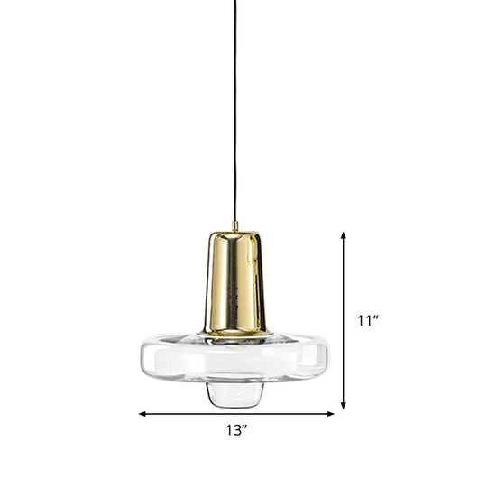 Contemporary Clear Glass Gyro Pendant Light - Black/Champagne/Rose Gold, 1 Light - 8"/10.5"/13" Wide