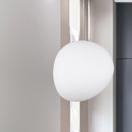 White Glass Oval Pendant Light - Simple Style Multiple Width Options 1 Hanging Lamp Kit / 6