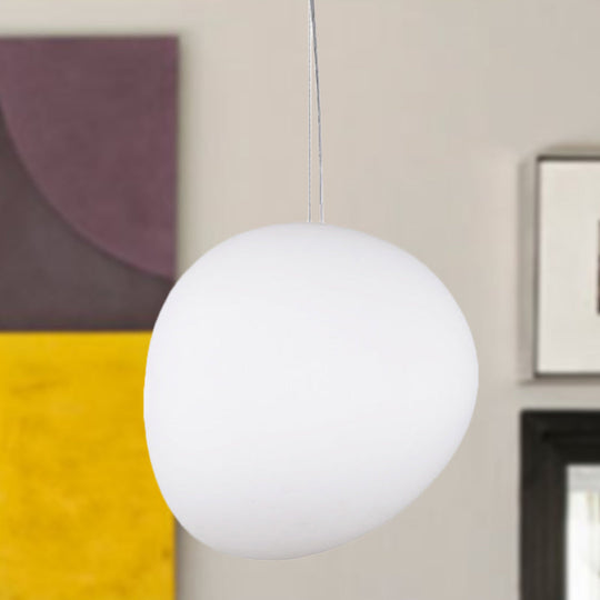 White Glass Oval Pendant Light - Simple Style Multiple Width Options 1 Hanging Lamp Kit