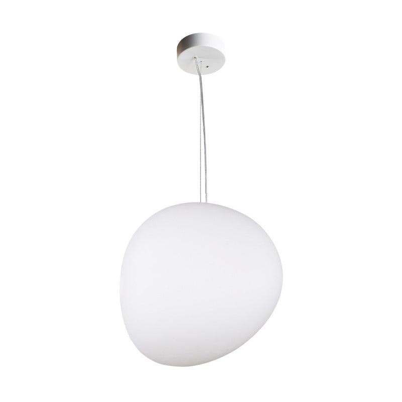 White Glass Oval Pendant Light - Simple Style Multiple Width Options 1 Hanging Lamp Kit