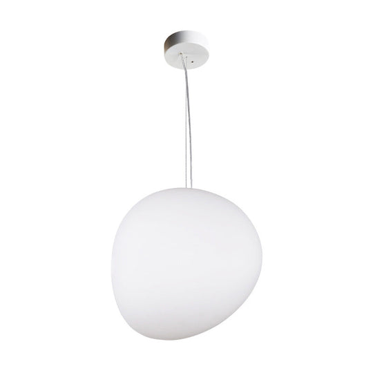 White Glass Oval Pendant Light - Simple Style Multiple Width Options 1 Hanging Lamp Kit