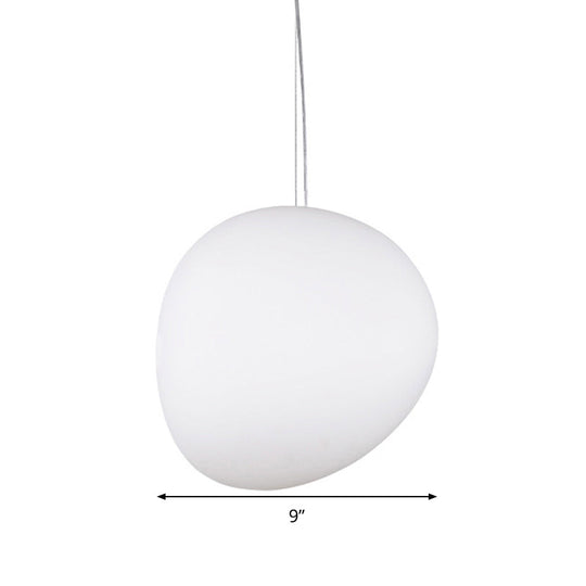 White Glass Oval Ceiling Pendant Light - 6"/9"/12.5" Wide - Simple Style - 1 Light Hanging Lamp Kit