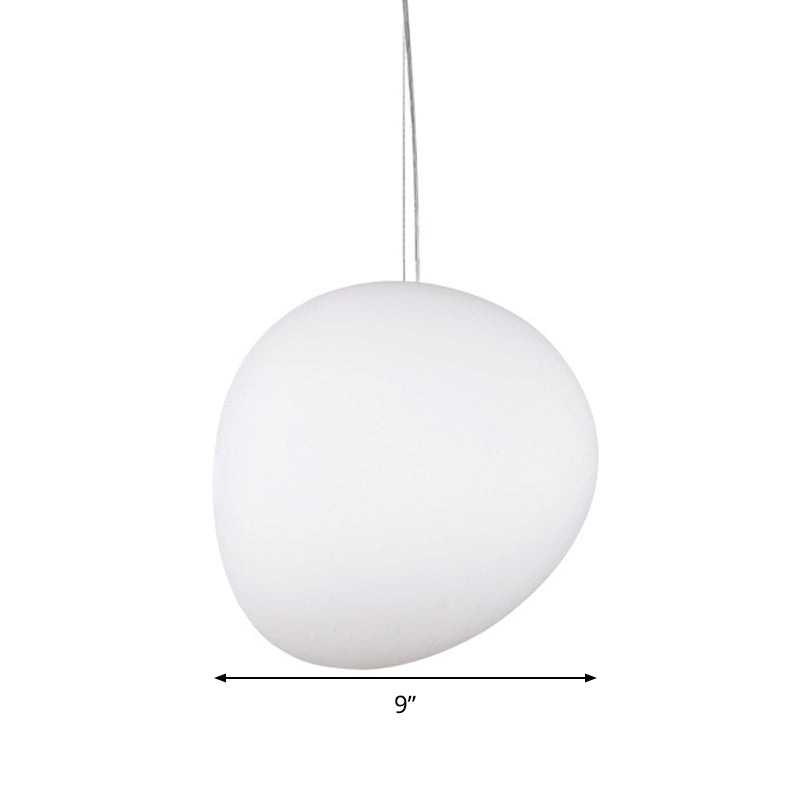 White Glass Oval Pendant Light - Simple Style Multiple Width Options 1 Hanging Lamp Kit