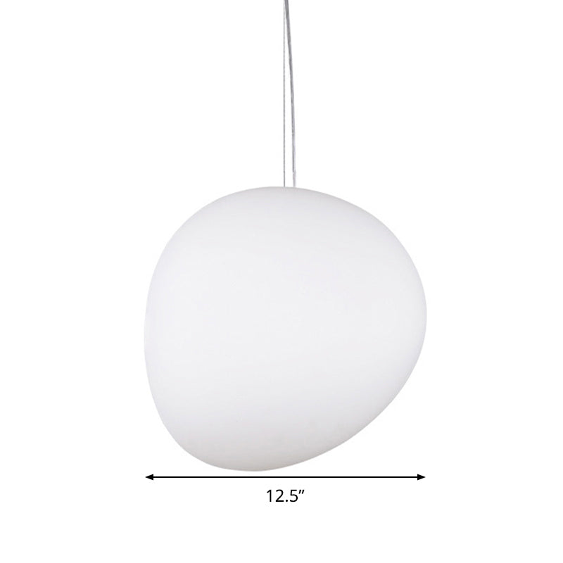 White Glass Oval Ceiling Pendant Light - 6"/9"/12.5" Wide - Simple Style - 1 Light Hanging Lamp Kit