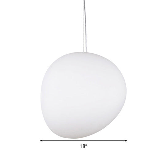 White Glass Oval Ceiling Pendant Light - 6"/9"/12.5" Wide - Simple Style - 1 Light Hanging Lamp Kit