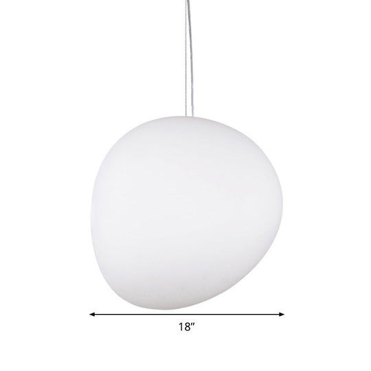 White Glass Oval Pendant Light - Simple Style Multiple Width Options 1 Hanging Lamp Kit